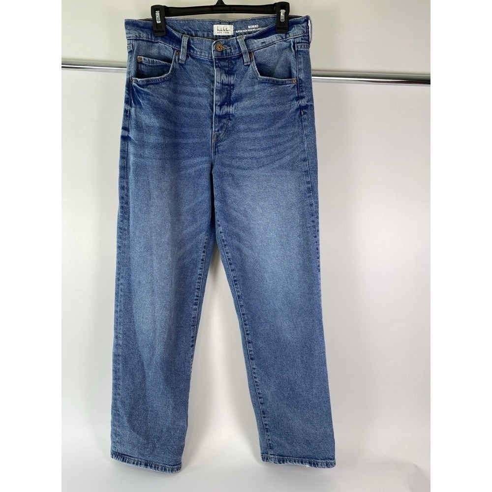 Nicole Miller Women's Size 12 Nomad Super High Rise Relaxed Straight Jeans Denim